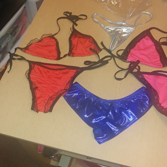 NEW NWOT Metallic Stripper / dance / club wear outfits / thongs Lingerie OS